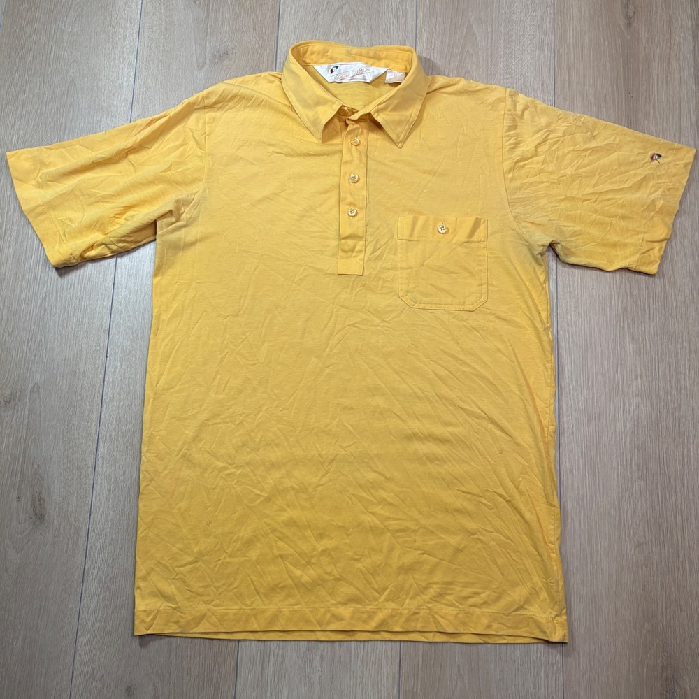 Vintage Arnold Palmer Yellow Polo Shirt Short Sleeve Pocket Umbrella Logo Medium